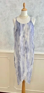 NEW - VERO MODA White Blue Marble Racer Back Lightweight Summer Slip Dress S - Picture 1 of 6