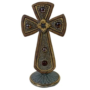 Absolutely Stunning Beaded Standing Cross Victorian Style Religious Solid Signed - Picture 1 of 12