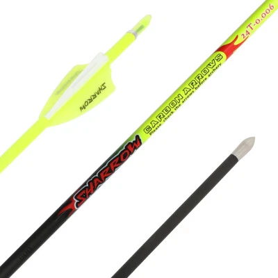 32" 24T Pure Carbon Arrows Archery SP400-1000 Vanes ID4.2MM Recurve Bow Shooting - Image 1 of 4