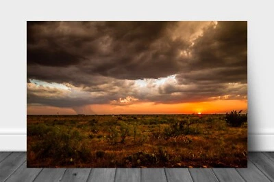 Sunset Metal Print: West Texas Stormy Sky Western Desert Landscape Wall Art - Image 1 of 4