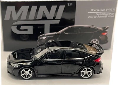 Honda Civic Type R 2023, crystal black pearl,  W/ Advan GT wheels, 1:64 model - Image 1 of 4