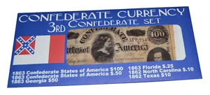 Amerikanischer Bürgerkrieg 3. Konföderierte Replik Währung Geld Pergament Banknoten - Bild 1 von 3