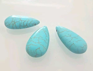 3 Türkis Tropfen Tränen Anhänger Perlen 29mm x 15mm DIY - Bild 1 von 2