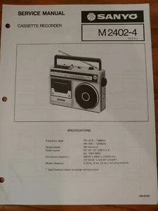 SANYO M2402-4 CASSETTE RECORDER ORIGINAL SERVICE MANUAL - Picture 1 of 3
