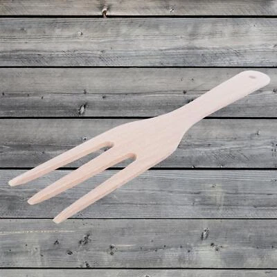 Wooden Fork 28cm 11" /Large Long BBQ Kitchen Turner Cooking Beechwood Utensils - Image 1 of 4