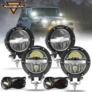 AUXBEAM 4x 4" LED Light Bar White Driving Work Fog Lamps For Dodge Ram Ford Jeep - Picture 1 of 12