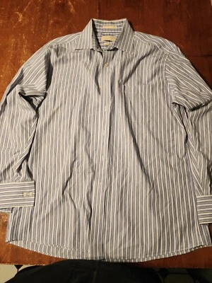 Michael Kors-Mens Long Sleeve Button Down Shirt-Large L-Stripes Dress Shirt. - Image 1 of 4