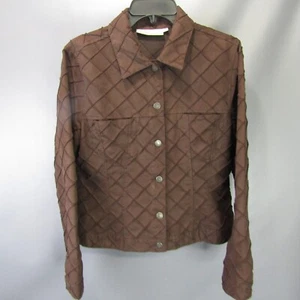 Taylor Brooke Quilt Textured Shirt Women's Size L Dark Brown Large Canada Blouse - Picture 1 of 12