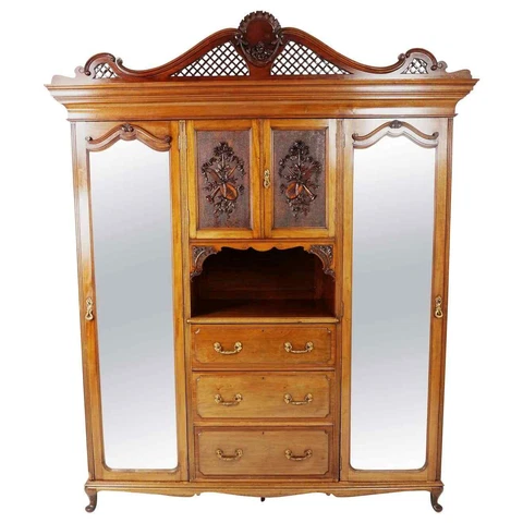 Victorian Carved Walnut Armoire Wardrobe "Charles Jenner" Scotland 1890, H167 Cover