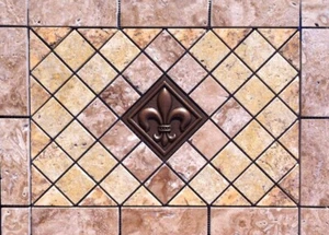 20 3/4" X 15 1/16" Travertine Medallion Mosaic Mural Accent - wall use only - Picture 1 of 4