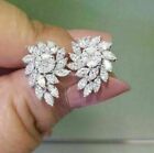 Botanical Engagement Stud Fine Earrings 14K White Gold 3.14 Ct Cubic Zircon