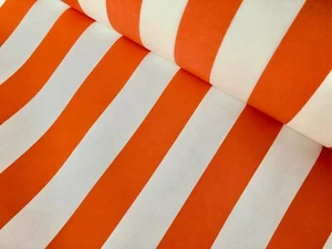 Orange & White Stripe DRALON Outdoor Teflon Upholstery Curtain Fabric 320cm Wide - Picture 1 of 3