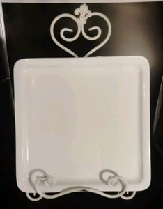 TARGET "THRESHOLD" PORCELIN WHITE SQUARE RIMMED 11" DINNER PLATES SET OF 4 - Picture 1 of 6