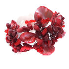 Synthetic Coral And Dyed Sea Shell Hidden Red Flower Bracelet