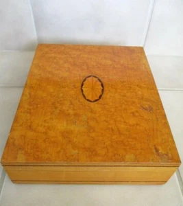 Antique CHICKASAW Mfg. Co. Inlayed Wood Trinket Mirrored Vanity Box 12"x10"x3" - Picture 1 of 11