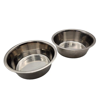 Juego de cuencos de acero inoxidable para perros, 8" grandes, cuencos de 64 oz/2 cuartos de galón, dos cuencos Foto 1 de 4