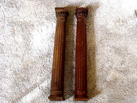17.6" Pair of Antique Solid Mahogany Wood Posts/Pillars/Columns/Balusters Cover