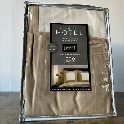 Springmaid Platinum Hotel 100% Cotten Sateen European Pillow Sham Astoria 300 TC - Image 1 of 4