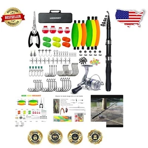 Portable Fishing Rod and Reel Set: 2.1m/6.89ft Telescopic & Accessories Included - Picture 1 of 9