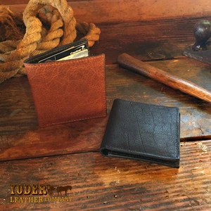 Jumbo Hipster Bifold Wallet Amish Handmade Leather in Black or Brown - Picture 1 of 7