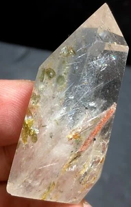 25g Natural Grass Hair Gold  Quartz Crystal Point Polished Meditation a748 - Picture 1 of 9