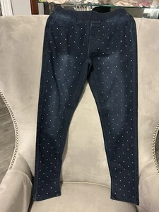 Justice Jeans Blue Denim Stretch Leggings Sparkle Girls 12 Mid Rise - Picture 1 of 10