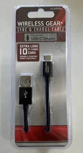 USB to USB-C, 10 ft Braided Cord, Sync & Charge Cable - Black - NEW - Picture 1 of 2