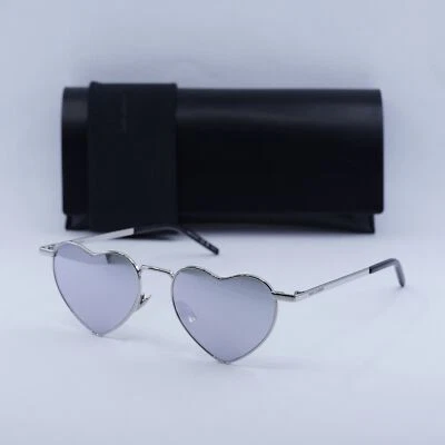 New Saint Laurent SL301 LOU LOU 003 Silver/Silver Mirror 52-17-145 Sunglasses - Image 1 of 4