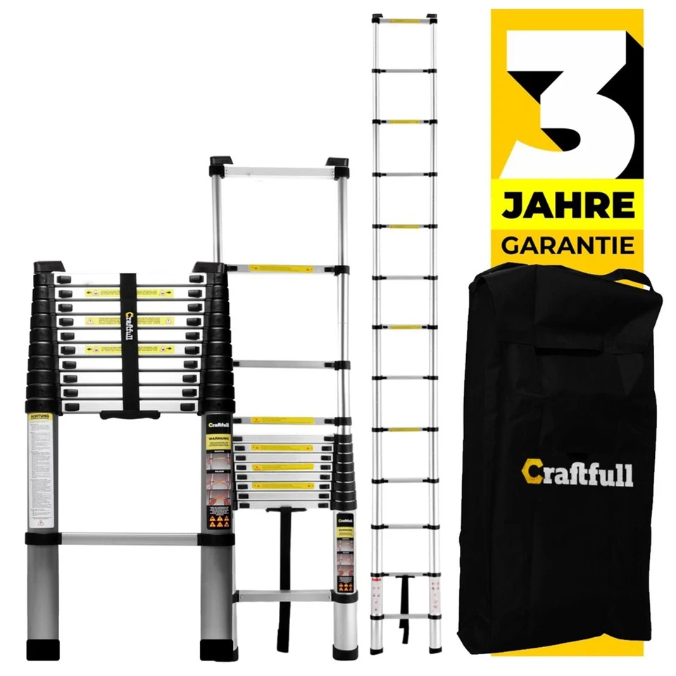 Teleskopleiter Alu Leiter Multifunktionsleiter Anlegeleiter Stehleiter 150 kg - Bild 1 von 1