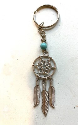 Vintage keychain, silver tone, dream catcher - Imagem 1 de 2