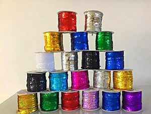5M Laser Flat Sequin String 6mm Trim Lace Braid Ribbon Mask Craft Dance Costume - Picture 1 of 134