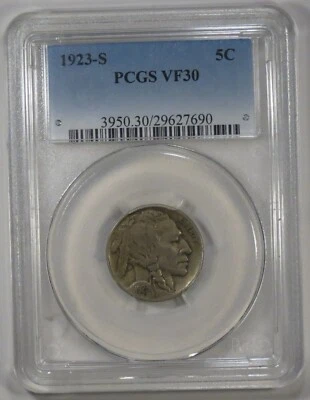 1923-S Buffalo Nickel PCGS VF30 - Image 1 of 4