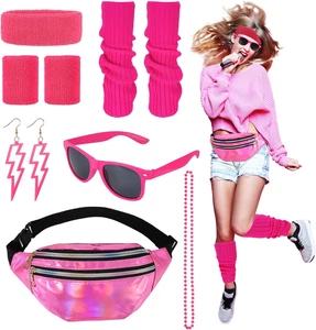 Heyu-Lotus 80Er Jahre Outfit Damen, 90Er Jahre Kostüm Kleidung Accessoires Mit B - Bild 1 von 12