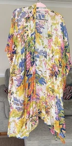 One Hundred Stars Vibrant Floral Lightweight Throw over Kimono One Size 8 to 18 - Picture 1 of 10