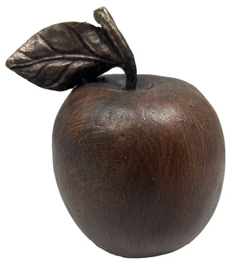 "Manzana tallada en madera MCM de colección con tallo de metal 4,25"" fruta MCM Foto 1 de 4