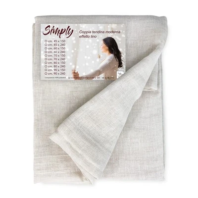 Coppia tendine vetro moderne SIMPLY Beige - tessuto poliestere bouclè semitraspa - Image 1 of 4