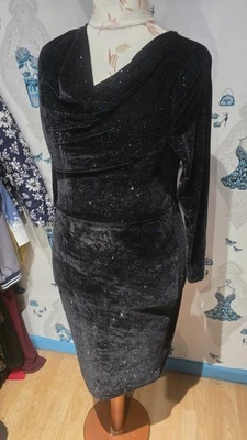 beautiful black multicoloured glitter cowl neck wiggle dress, Dorothy Perkins 14 - Image 1 of 4