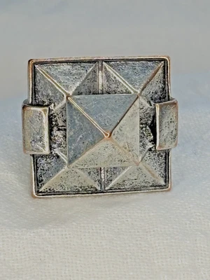 ANILLO AJUSTABLE BRUTALISTA TONO PLATA ACENTO COBRE GEOMÉTRICO AUDAZ TALLA 7.5+ Foto 1 de 4