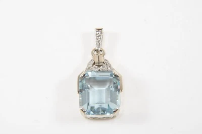 N94L09- Art Déco Gold 585 14kt Anhänger m Altschliff Diamanten Aquamarin ca. 9ct - Bild 1 von 4