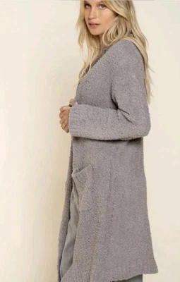 POL Thick Cozy Knit Gray Duster Sweater Size Medium M Open Front Long Sleeve  - Image 1 of 4