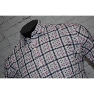 Express Button Up Dress Shirt Mens Size Large Slim Fit Pink White Plaids - Image 1 of 4
