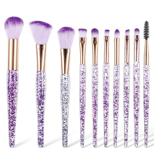 10Pcs Crystal Glitter Makeup Brushes Set Face Eye Lip Blush Foundation Tools - Bild 1 von 7