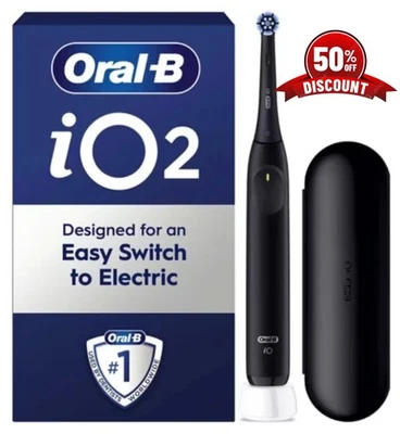 Oral-B iO2 Night Black Electric Toothbrush with Smart Pressure Sensor & Travel