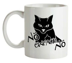 Tasse Nö einfach Nö Cat mit Mittelfinger Guten Morgen Kaffee - Picture 1 of 1