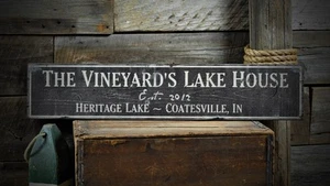 Custom Family Lake House Sign - Rustic Hand Made Vintage Wooden - Picture 1 of 1