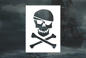 Piratenschädel & Kreuzknochen wiederverwendbare Schablone (viele Größen) - Bild 1 von 1