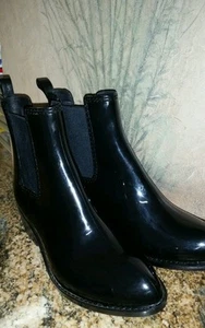 Jeffrey Campbell Glossy Black Rainboots Sz 7 - Picture 1 of 8