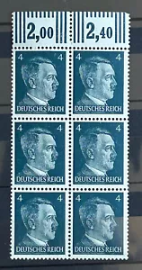 1941 German 6 stamps block A.Hitler Chancellor Mi:DR783 MNH 4 rpf /3075 - Picture 1 of 1