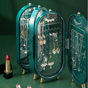 Earring Organiser Jewellery Necklace Storage Holder 4 Screen Travel Display Case - Picture 1 of 4