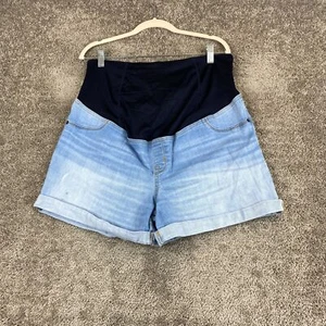 Isabel Maternity by Ingrid & Isabel Midi Short Women's Size 14 Blue High Rise - Picture 1 of 12